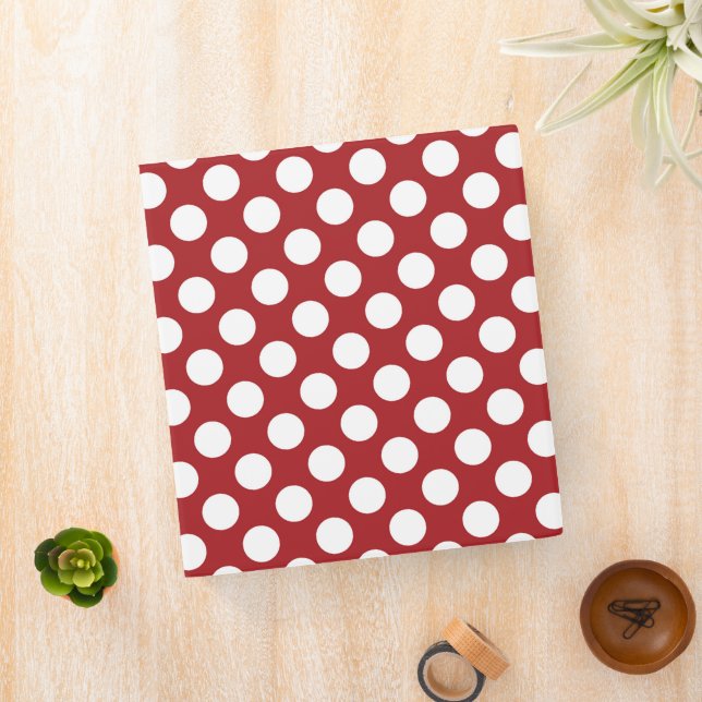Red Polka Dots, Polka Dot Pattern, Dots, Dotted 3 Ring Binder (In Situ)