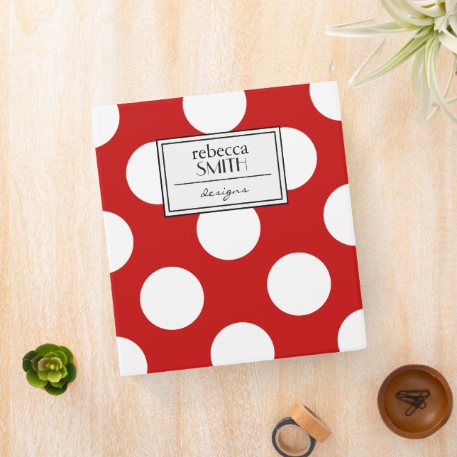 Red Polka Dots, Polka Dot Pattern, Dots, Dotted 3 Ring Binder (In Situ)