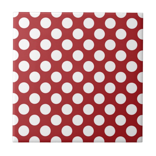 Red Polka Dots, Polka Dot Pattern, Dots, Dotted Ceramic Tile (Front)