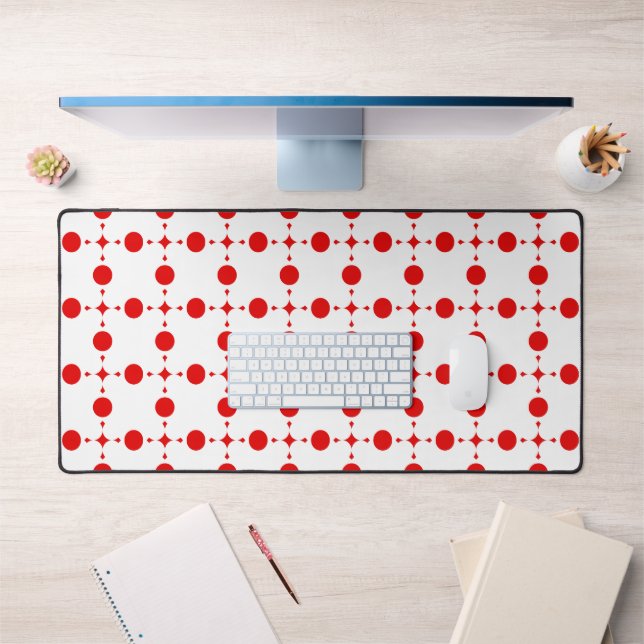 Red Polka Dots, Polka Dot Pattern, Dots, Dotted Desk Mat (Office 1)