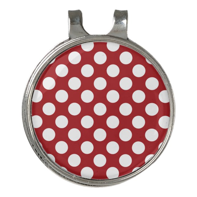 Red Polka Dots, Polka Dot Pattern, Dots, Dotted Golf Hat Clip (Front)