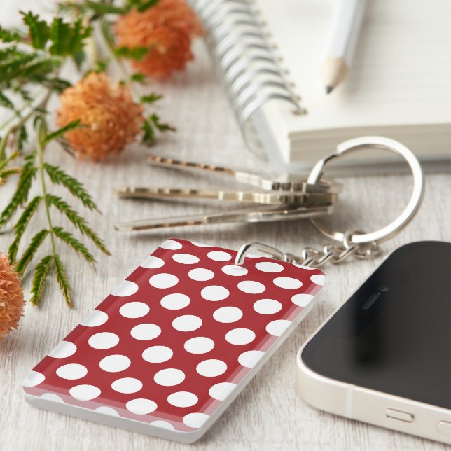 Red Polka Dots, Polka Dot Pattern, Dots, Dotted Keychain (Front Right)