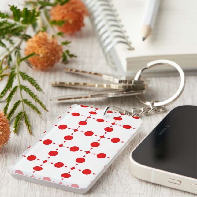 Red Polka Dots, Polka Dot Pattern, Dots, Dotted Keychain (Front Right)