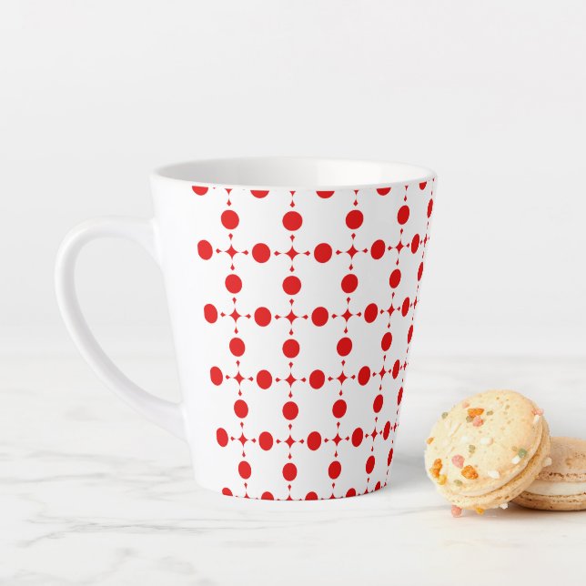 Red Polka Dots, Polka Dot Pattern, Dots, Dotted Latte Mug (In Situ)