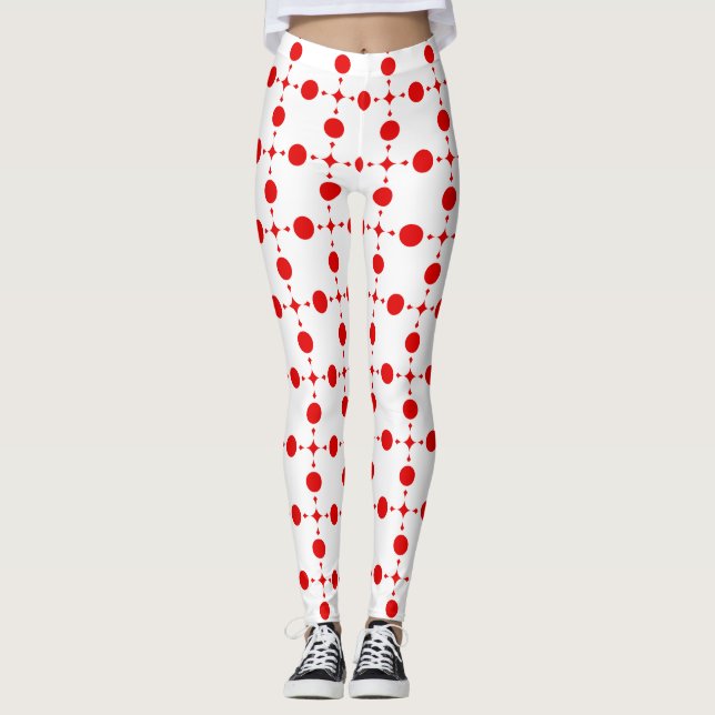 Red Polka Dots, Polka Dot Pattern, Dots, Dotted Leggings (Front)