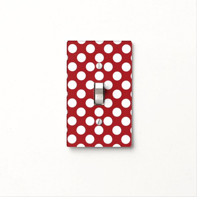 Red Polka Dots, Polka Dot Pattern, Dots, Dotted Light Switch Cover (In Situ)