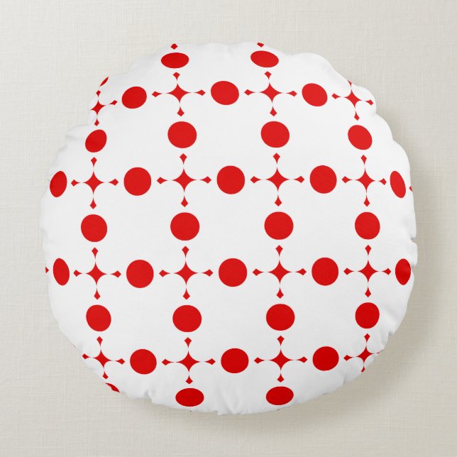 Red Polka Dots, Polka Dot Pattern, Dots, Dotted Round Pillow (Front)