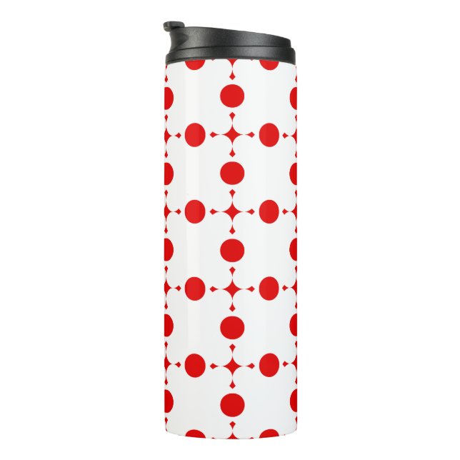 Red Polka Dots, Polka Dot Pattern, Dots, Dotted Thermal Tumbler (Rotated Right)