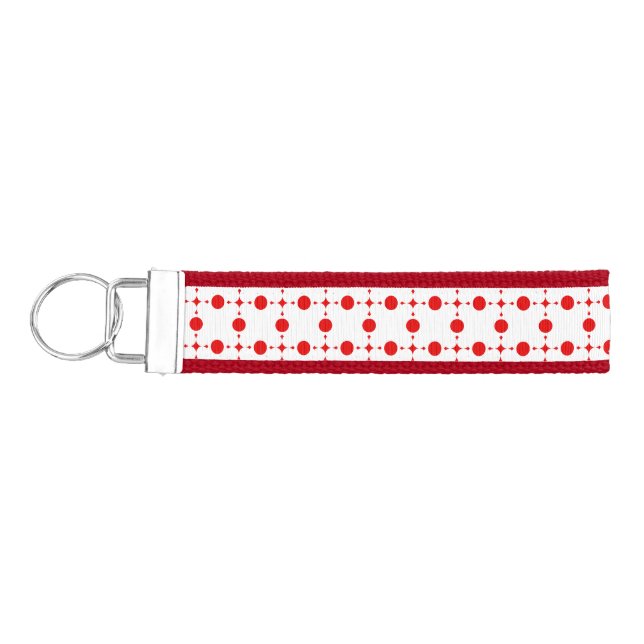 Red Polka Dots, Polka Dot Pattern, Dots, Dotted Wrist Keychain (Keys on Left)