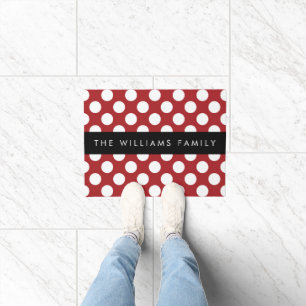 Red Polka Dots, Polka Dot Pattern, Your Name Doormat