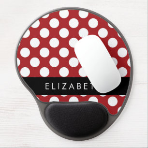 Red Polka Dots, Polka Dot Pattern, Your Name Gel Mouse Pad