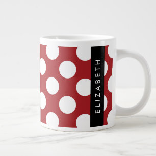 Red Polka Dots, Polka Dot Pattern, Your Name Giant Coffee Mug