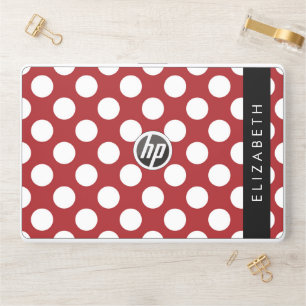 Red Polka Dots, Polka Dot Pattern, Your Name HP Laptop Skin