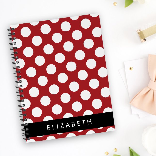 Red Polka Dots, Polka Dot Pattern, Your Name Notebook (Creator Uploaded)