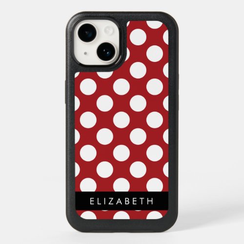 Red Polka Dots Polka Dot Pattern Your Name OtterBox iPhone 14 Case