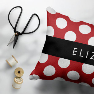Red Polka Dots, Polka Dot Pattern, Your Name Pet Bed