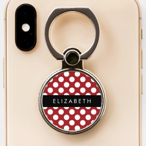 Red Polka Dots Polka Dot Pattern Your Name Phone Ring Stand