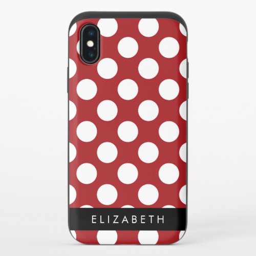 Red Polka Dots Polka Dot Pattern Your Name iPhone X Slider Case