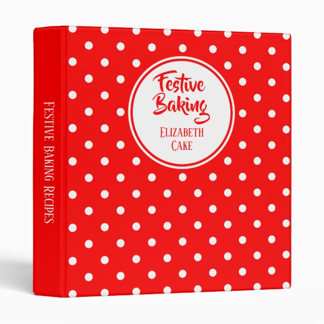 Red Polka Dots Recipe Binder (Front/Spine)