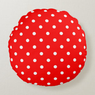 Red Polka Dots Round Pillow