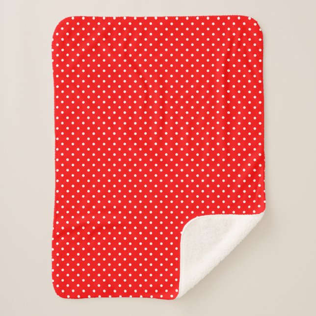 Red Polka Dots Sherpa Blanket (Front)