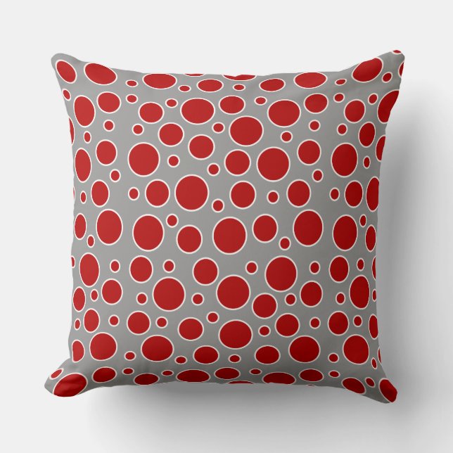 Red Polka Dots Throw Pillow (Front)