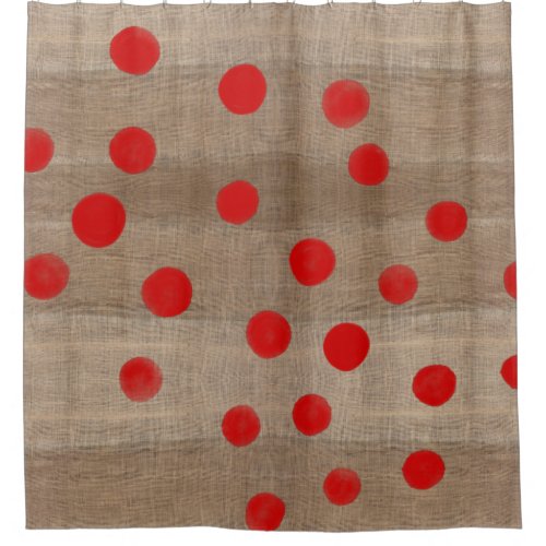 RED POLKA DOTS WATERCOLOR ART SHOWER CURTAIN