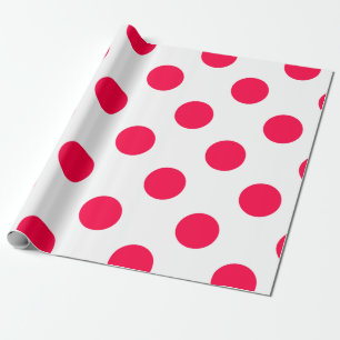 Red Polka Dots White Christmas Template Trendy Wrapping Paper