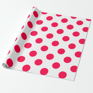 Red Polka Dots White Christmas Template Vintage Wrapping Paper