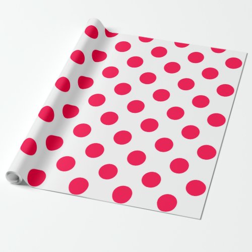 Red Polka Dots White Classic Christmas Template Wrapping Paper