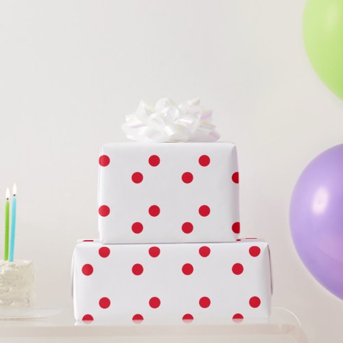 Red Polka Dots White Custom Color Holiday 2023 Wrapping Paper