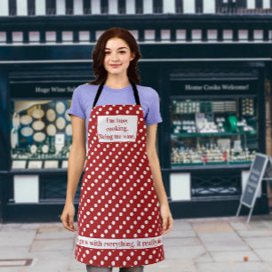 Red Polka Dots Wine-Loving Cook Apron