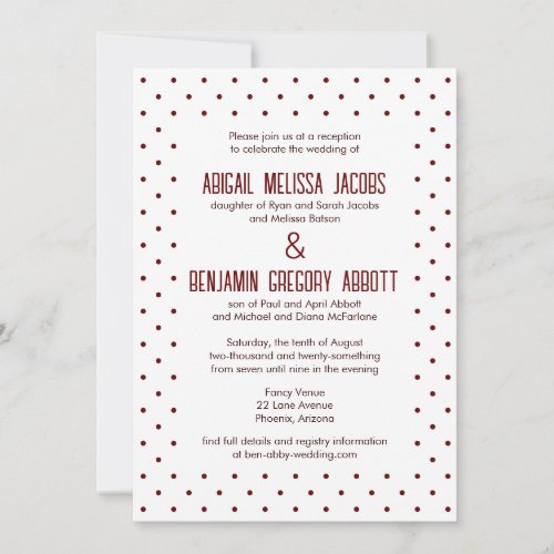 Red Polka Dots with 4 Sets of Parents Reception Invitation