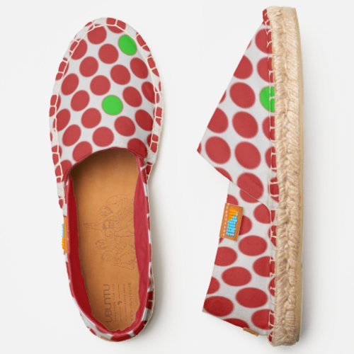 Red Polka Dots with Green Details Espadrilles