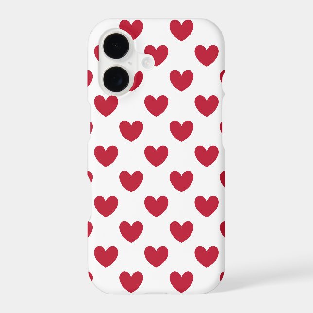 Red polka hearts on white Case-Mate iPhone case (Back)