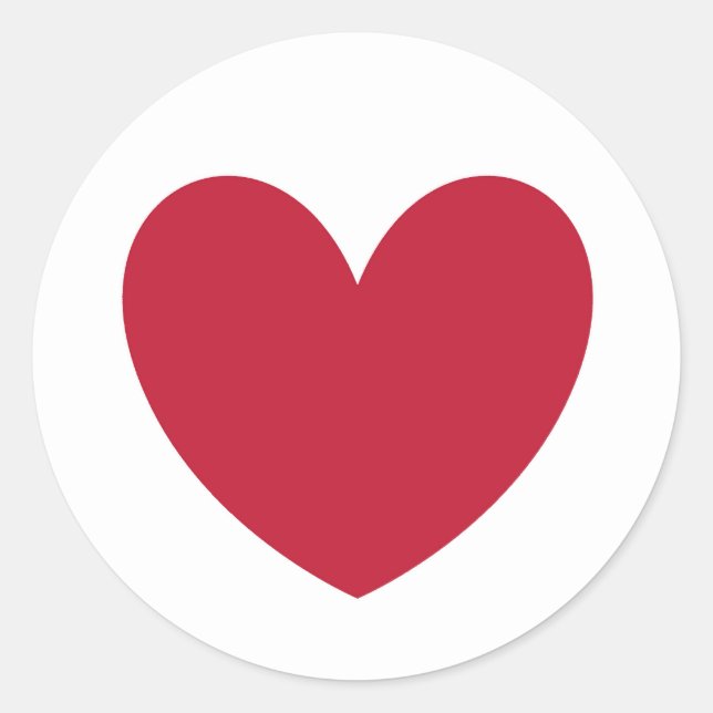Red polka hearts on white classic round sticker (Front)