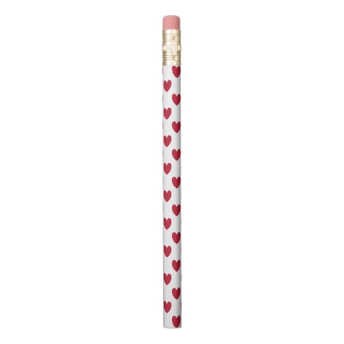 Red polka hearts on white pencil