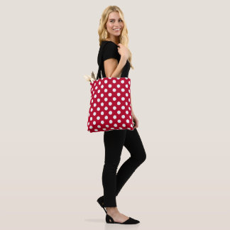 Red + Polka White Dots Tote Bag