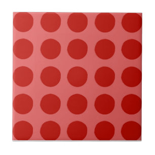 Red Polkadot Pattern Ceramic Tile