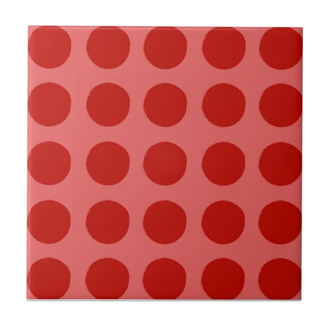 Red Polkadot Pattern Ceramic Tile (Front)