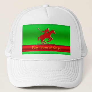 Red Polo Pony and Rider on red chrome-look Trucker Hat
