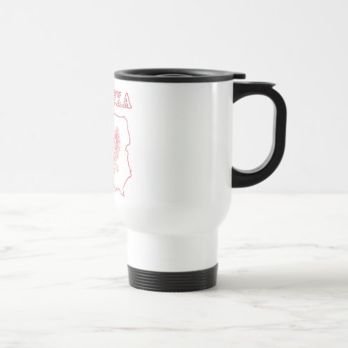 Red Polska Map With Eagle Travel Mug