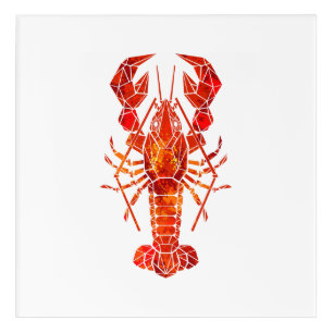 Red polygonal lobster acrylic print