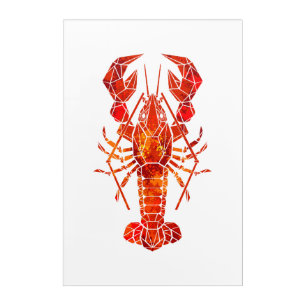 Red polygonal lobster acrylic print