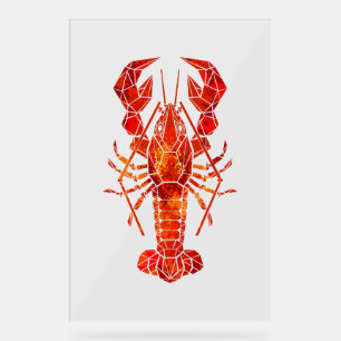 Red polygonal lobster acrylic sign