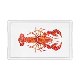 Red polygonal lobster acrylic tray