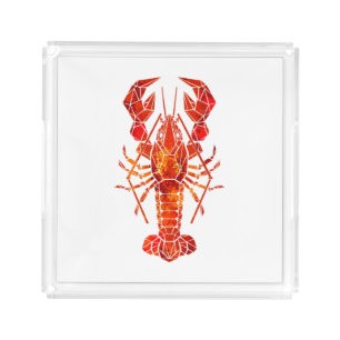 Red polygonal lobster acrylic tray