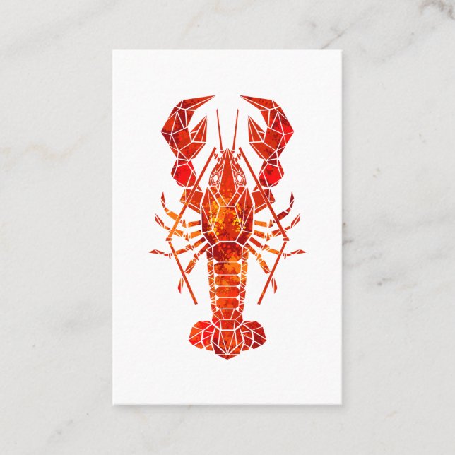 Red polygonal lobster appointment card (Front)