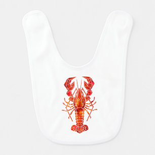 Red polygonal lobster baby bib