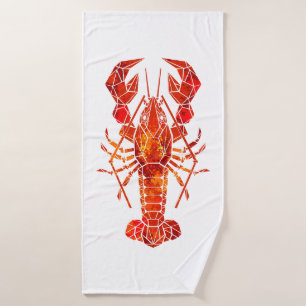 Red polygonal lobster bath towel